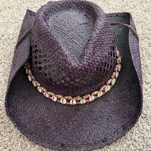 Black straw cowgirl hat